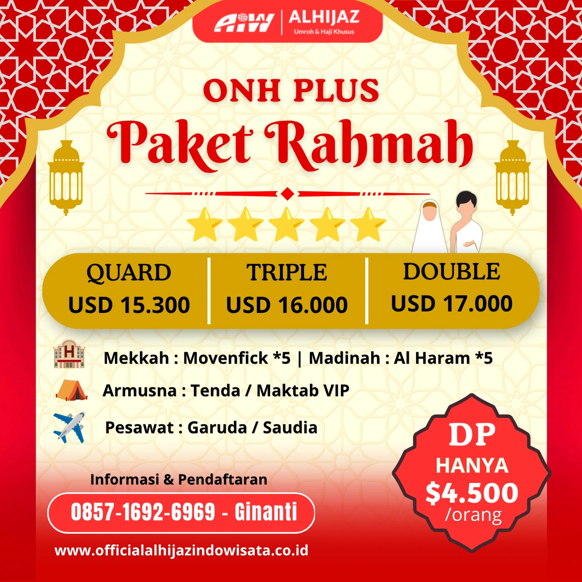 Paket Haji Plus / Khusus 2026 Bintang Lima